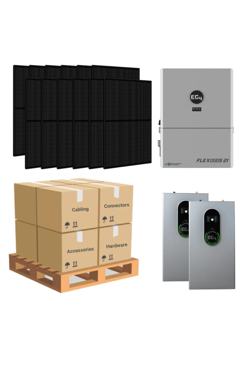 9.8kW Complete Solar Power System + EG4 FlexBOSS21 + [20.48kWh - 28.6kWh Lithium Battery Bank] + 24 x 410W Solar Panels + Setup Schematic [BPK-MAX]