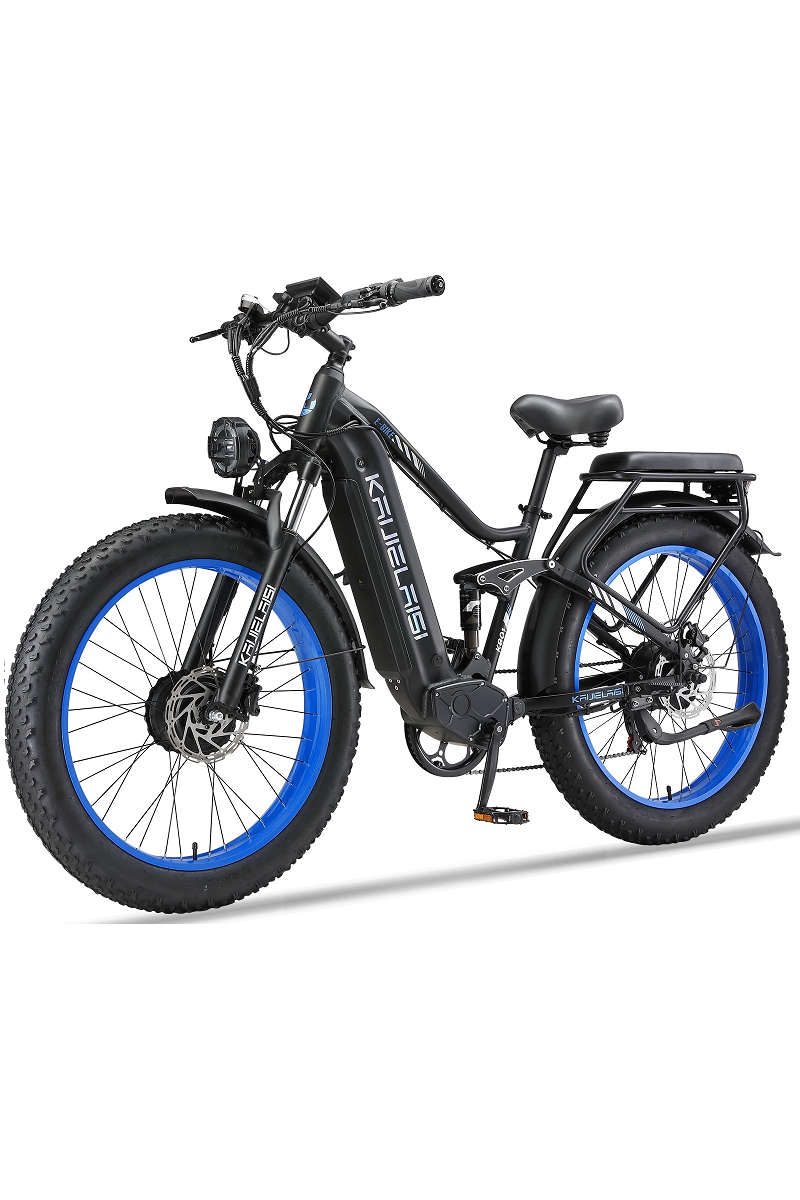 45MPH 60V/35Ah 26 inches Fat Tire 6000W Peak Dual Motor Full Suspension Electric Bike